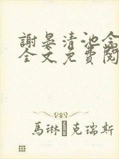 谢晏清池念小说全文免费阅读