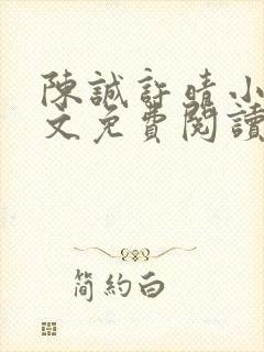 陈诚许晴小说全文免费阅读最新章节