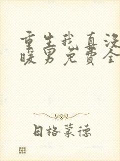 重生我真没想当暖男免费全文阅读