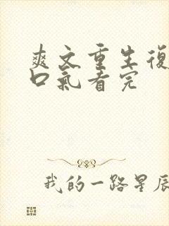 爽文重生复仇一口气看完