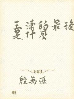 王潇的最后结局是什么封面