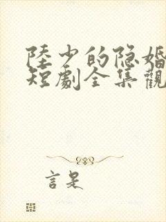 陆少的隐婚罪妻短剧全集观看