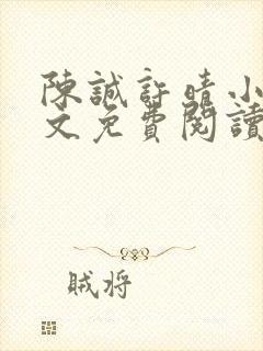 陈诚许晴小说全文免费阅读最新章节