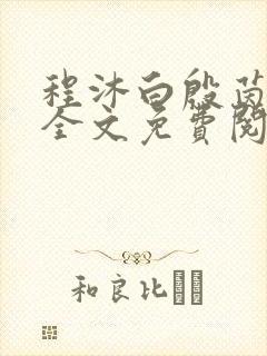 程沐白殷茵小说全文免费阅读封面