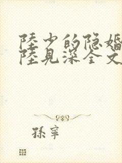 陆少的隐婚罪妻陆见深全文免费阅读