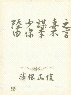 陆少谋妻之婚不由你李不言小说封面