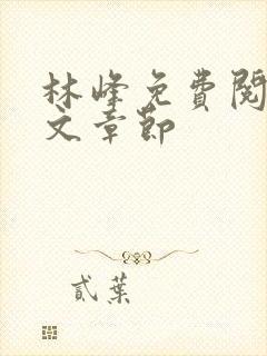 林峰免费阅读全文章节