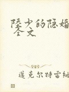 陆少的隐婚罪妻 全文封面