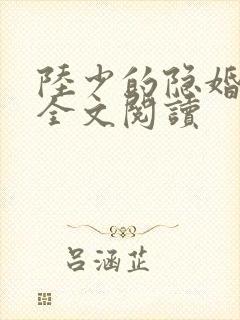 陆少的隐婚罪妻全文阅读