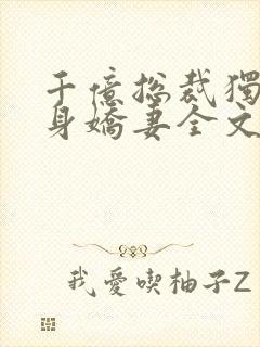 千亿总裁独宠替身娇妻全文版封面