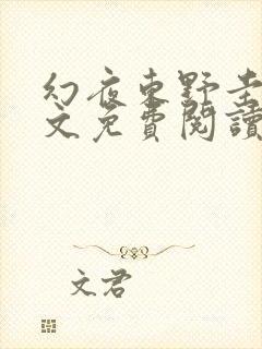 幻夜东野圭吾全文免费阅读