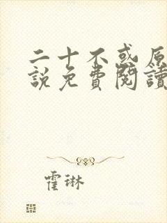 二十不惑原著小说免费阅读