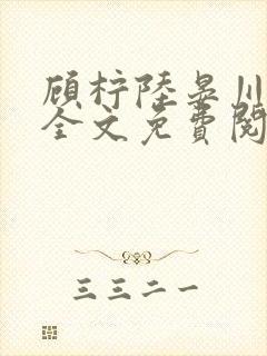 顾柠陆晏川小说全文免费阅读最新章节更新