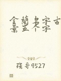 金兰名字古风诗意五个字封面