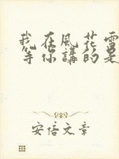 我在风花雪月里等你讲的是啥封面