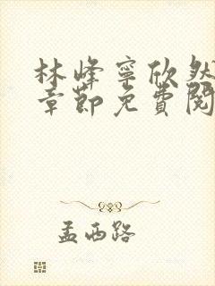 林峰宁欣然最新章节免费阅读