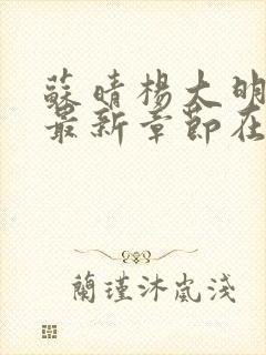 苏晴杨大明小说最新章节在线阅读