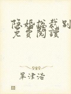 隐婚总裁别太坏免费阅读