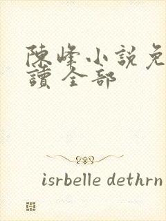 陈峰小说免费阅读 全部