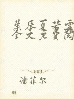 叶辰夏若雪小说全文免费阅读笔趣阁