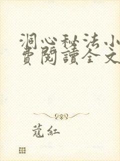 洞心秘法小说免费阅读全文最新章节