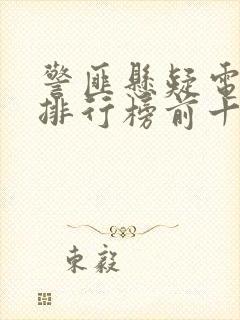 警匪悬疑电视剧排行榜前十名