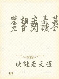 裴相宋素芸小说免费阅读全文封面