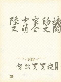 陆少家的娇妻软又萌全文阅读