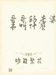 哥哥的老婆的弟弟叫什么