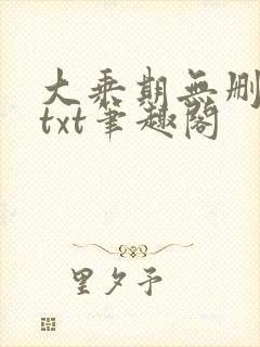 大乘期无删减版txt笔趣阁