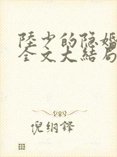 陆少的隐婚罪妻全文大结局