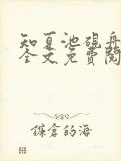 知夏池砚舟小说全文免费阅读