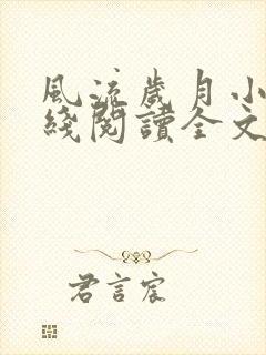 风流岁月小说在线阅读全文无弹窗封面