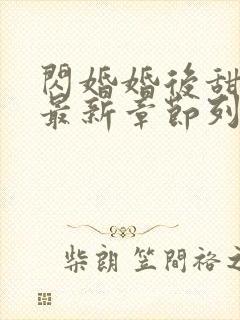 闪婚婚后甜宠文最新章节列表