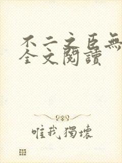 不二之臣无删减全文阅读封面