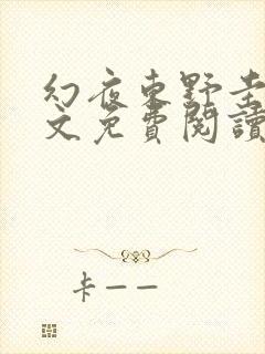 幻夜东野圭吾全文免费阅读