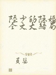 陆少的隐婚罪妻全文大结局