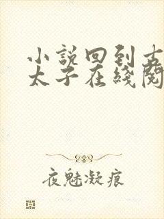 小说回到古代当太子在线阅读免费