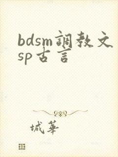 bdsm调教文sp古言