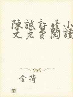 陈诚许晴小说全文免费阅读最新章节封面