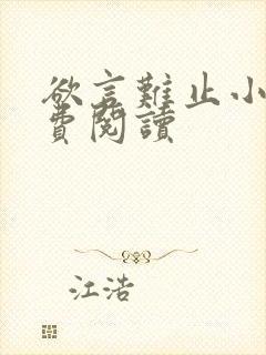 欲言难止小说免费阅读封面