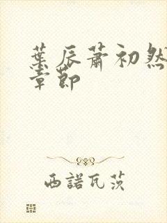 叶辰萧初然更新章节