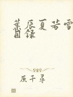 叶辰夏若雪孙怡目录封面