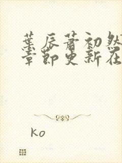 叶辰萧初然最新章节更新在线阅读