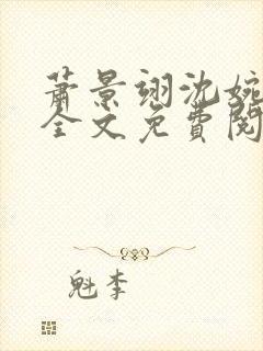 萧景翊沈婉小说全文免费阅读封面