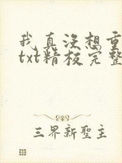 我真没想重生啊txt精校完整版