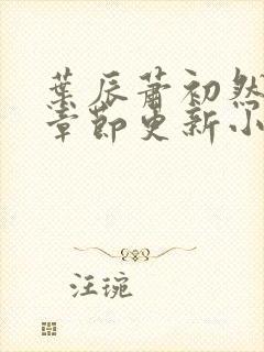 叶辰萧初然最新章节更新小说