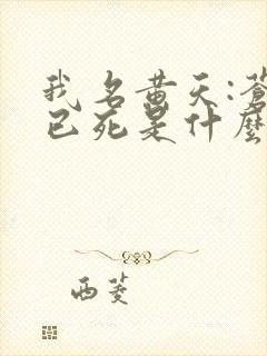 我名黄天:苍天已死是什么鬼?