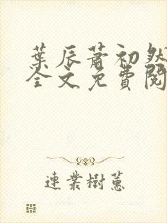 叶辰萧初然最新全文免费阅读无弹窗封面