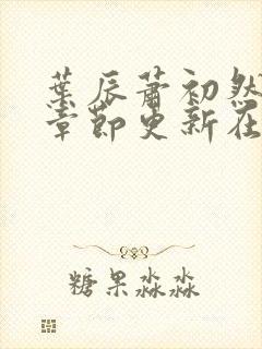 叶辰萧初然最新章节更新在线阅读